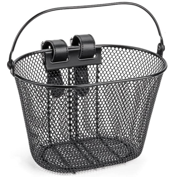 Lerpwige Childrens Bicycles Front Basket Metal Bikes Basket with Adjustable Belt