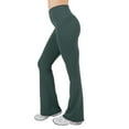 thumbnail image 6 of YITTY Active Women's Ultraluxe Crossover Kick Flare High Waist Legging, Athleisure, 4-Way-Stretch, Everpine, M, Petite | 28" Inseam, 6 of 7
