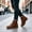Coffee, variant on Women Vintage Lace up Desert Ankle Boots Round Toe Low Heel Fall Casual Soft Leather Combat Booties Black 6(36)