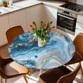 thumbnail image 3 of Blue Gold Marble Fitted Tablecloth with Elastic Edged, Round Table Cloth for Dining Table, Modern Abstract Geometric Gradient Waterproof Oil Proof Table Cover for Indoor Outdoor 36"-44", 3 of 8