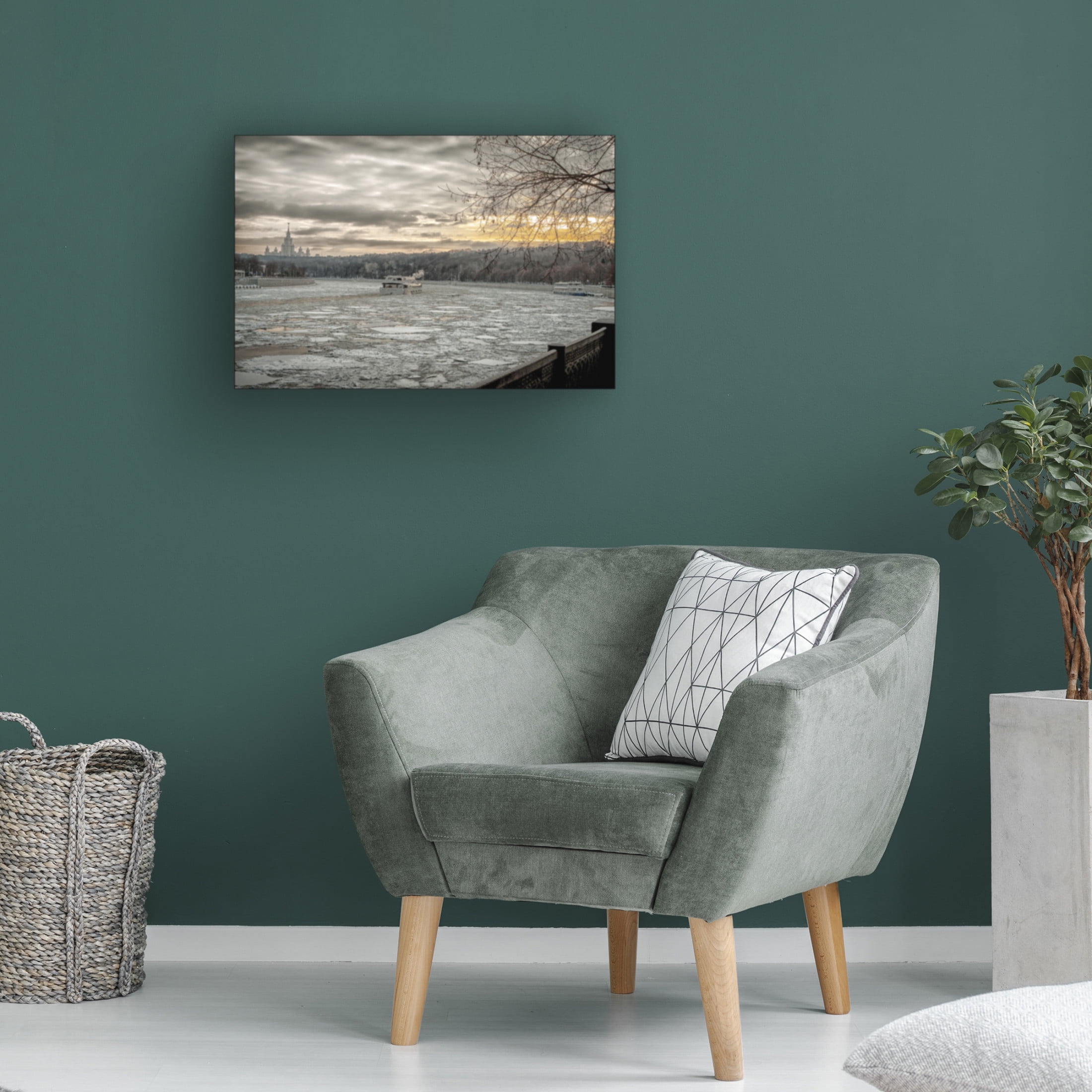 Canvas Wall Art - Yury A Melnikov 'February Day On The Moskva River On The Vorobyovy Gory' Wall Art for Living Room, Bedroom, or Office Décor by Trademark Fine Art - 19 x 12 Inches