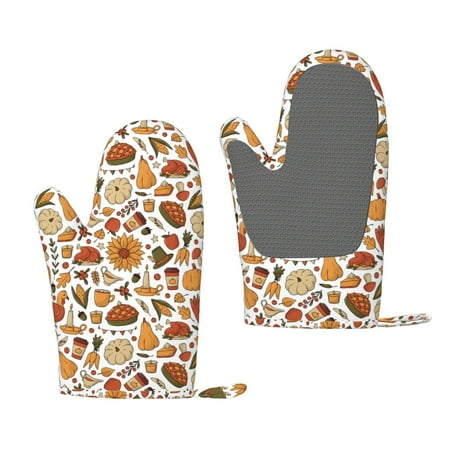 

Lukts Thanksgiving Food for Silicone Anti-Scalding Gloves Kitchen Lanyard Gloves for Grilling Baking Cooking