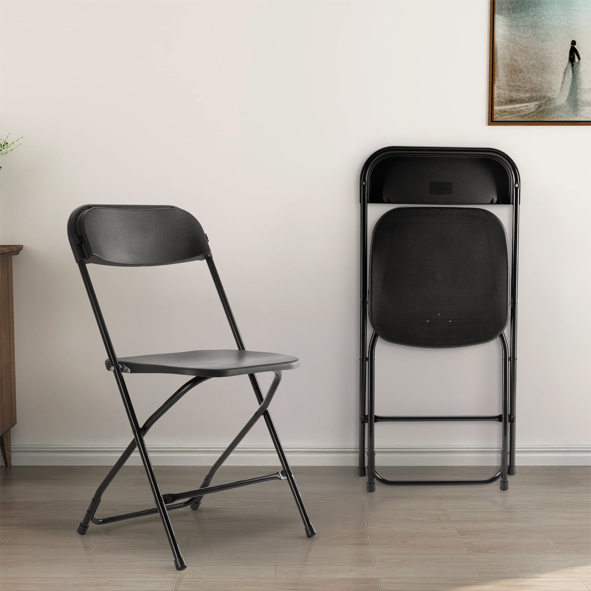 CONCETTA Plastic Folding Chair Set of 10, 330LB Load Capacity Lightweight for Indoor/Outdoor, Black