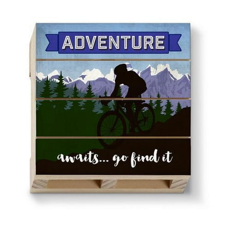 ADVENTURE AWAITS...GO FIND IT Bicycling Wood Slatted Pallet Coasters, Set of (Best Place To Find Pallets)