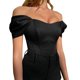 thumbnail image 2 of Playeras,Blusas y Tops,Ropa para Mujer Crop Tank Top Top de satén con corsé de un hombro para mujer (Black, S), 2 of 6