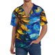 thumbnail image 1 of Balery Sunflower Starry Night Vibes Camisa Casual de Manga Corta con Botones para Hombre, Texturizada, Estilo Cubano, para Playa, Verano-Small, 1 of 5