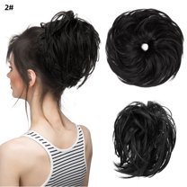 XmhyTop Textured Messy Updo Hair Bun, Adjustable Chignon Bun for Natural-Looking Style, Versatile Synthetic Hair Scrunchies for Women & Girls，Black