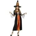 thumbnail image 3 of 2025 Halloween Witch Costume for Women, Halloween Gothic Witch Dresses for Fancy Dress Party Orange M, 3 of 8