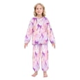 thumbnail image 2 of Fluffy Pajamas Set Fuzzy Winter Warm Pj Sets Pullover Tops and Long Pants Watercolor Purple Bows X-Small, 2 of 8