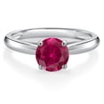 thumbnail image 3 of Gem Stone King 10K White Gold Red Created Ruby Solitaire Engagement Ring for Women | 1.00 Cttw | Round 6MM | Gemstone July Birthstone | Size 5, 3 of 6
