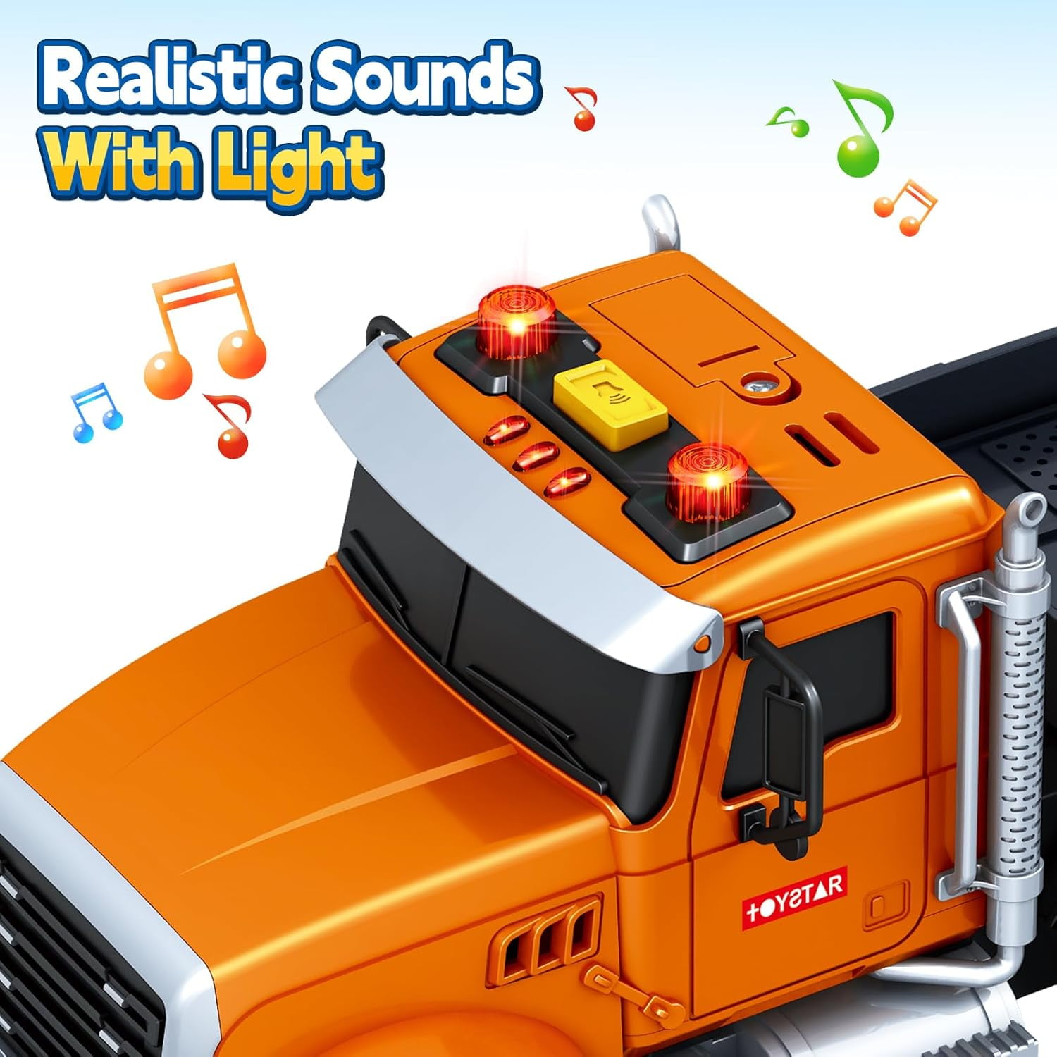 3-in-1 Large Flatbed Truck Toy with a Sea Race Truck, Friction Powered Vehicles Toys with Lights and Sounds, Gift for 3+ Year Old Kids Boys Girls