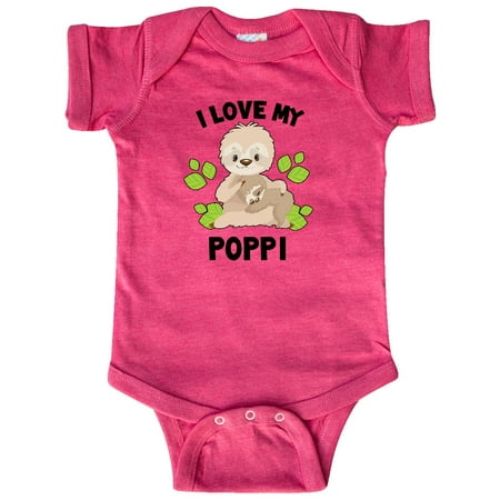 

Inktastic Cute Sloth I Love My Poppi with Green Leaves Gift Baby Boy or Baby Girl Bodysuit