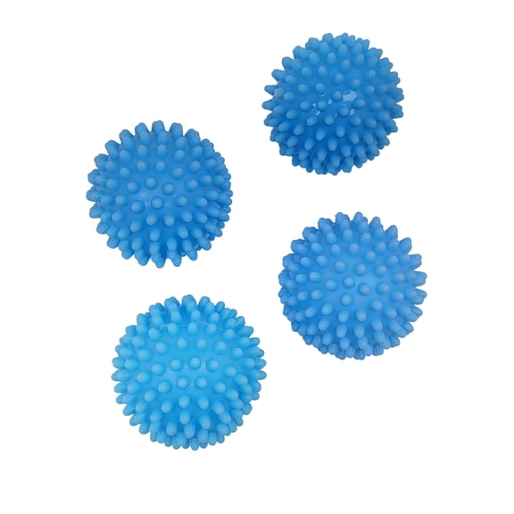 4-Pack Plastic Dryer Balls With Flexible Spikes - Blue - Soften Fabrics, Reduce Static and Smooth Wrinkles