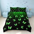 thumbnail image 3 of Homewish Bling Butterfly Bedding for Girls, Black Green Duvet Cover Full, Black Reversible, 3pcs 1 Duvet Cover and 2 Pillowcases, 3 of 6