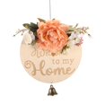 thumbnail image 2 of Cartel De Bienvenida Corona Colgador De Puerta Delantera Flor Artificial Tablero De Madera Campana De Metal Delicado Fácil Instalación Estilo De Campo Redondo Cartel Colgante Al Aire Libre Decoración seitruly HA027233-02, 2 of 6