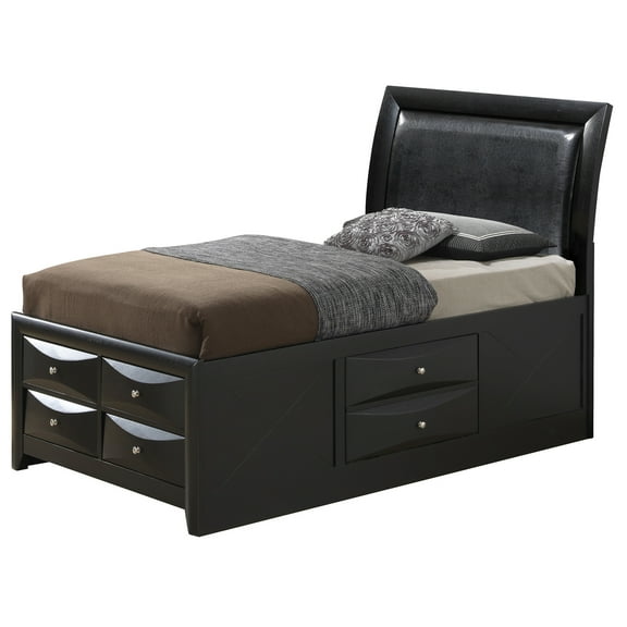 Glory Furniture Marilla Wood Veneer Twin Storage Bed in Black
