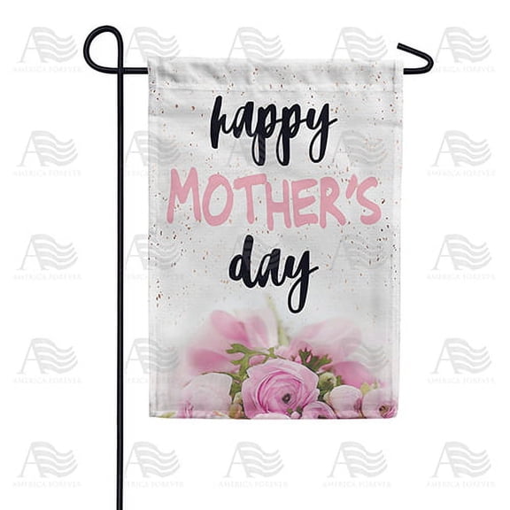 America Forever Happy Mother's Day Pink Flowers Garden Flag 12.5 x 18 inches I Love You Mom Double Sided Holiday Seasonal Yard Outdoor Decorative Floral Best Mom Flag