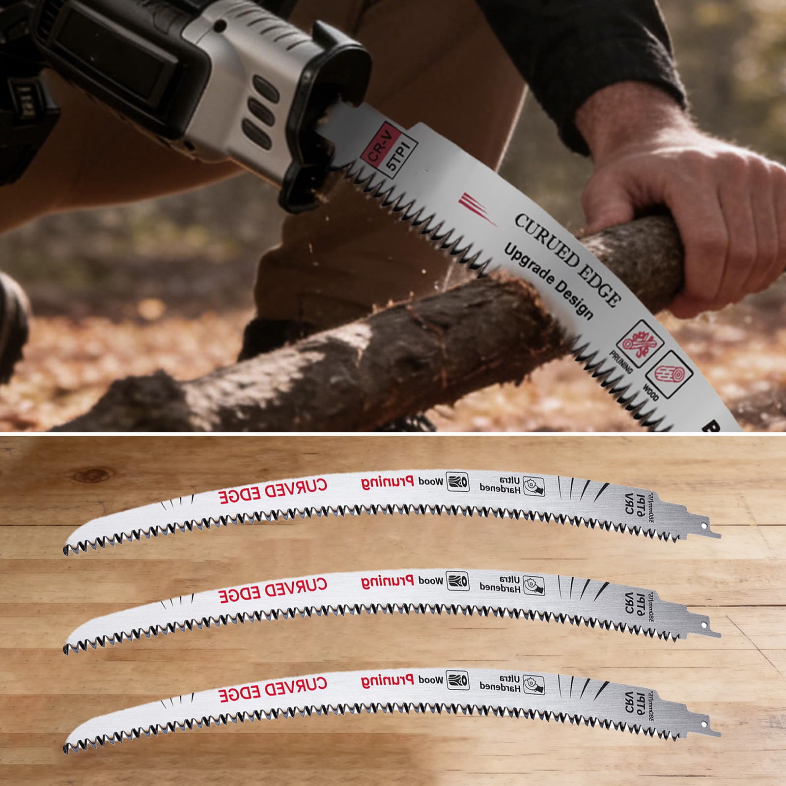 Japanese Teeth Reciprocating Saw Blades, 15-Inch 6TPI for Wood Cutting & Tree Pruning