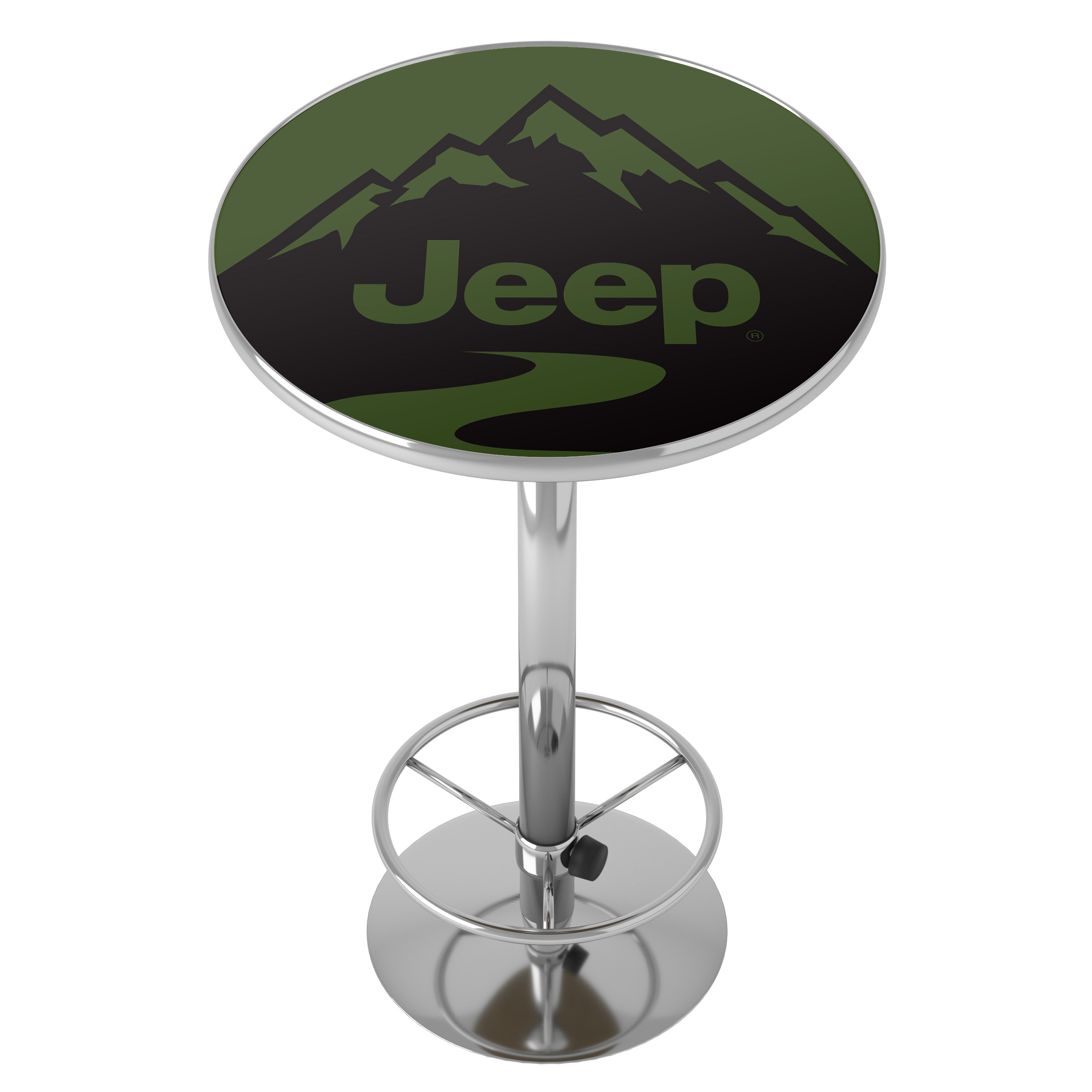 Chrome Pub Table Jeep Flat Mountain Bar Height, High Top with