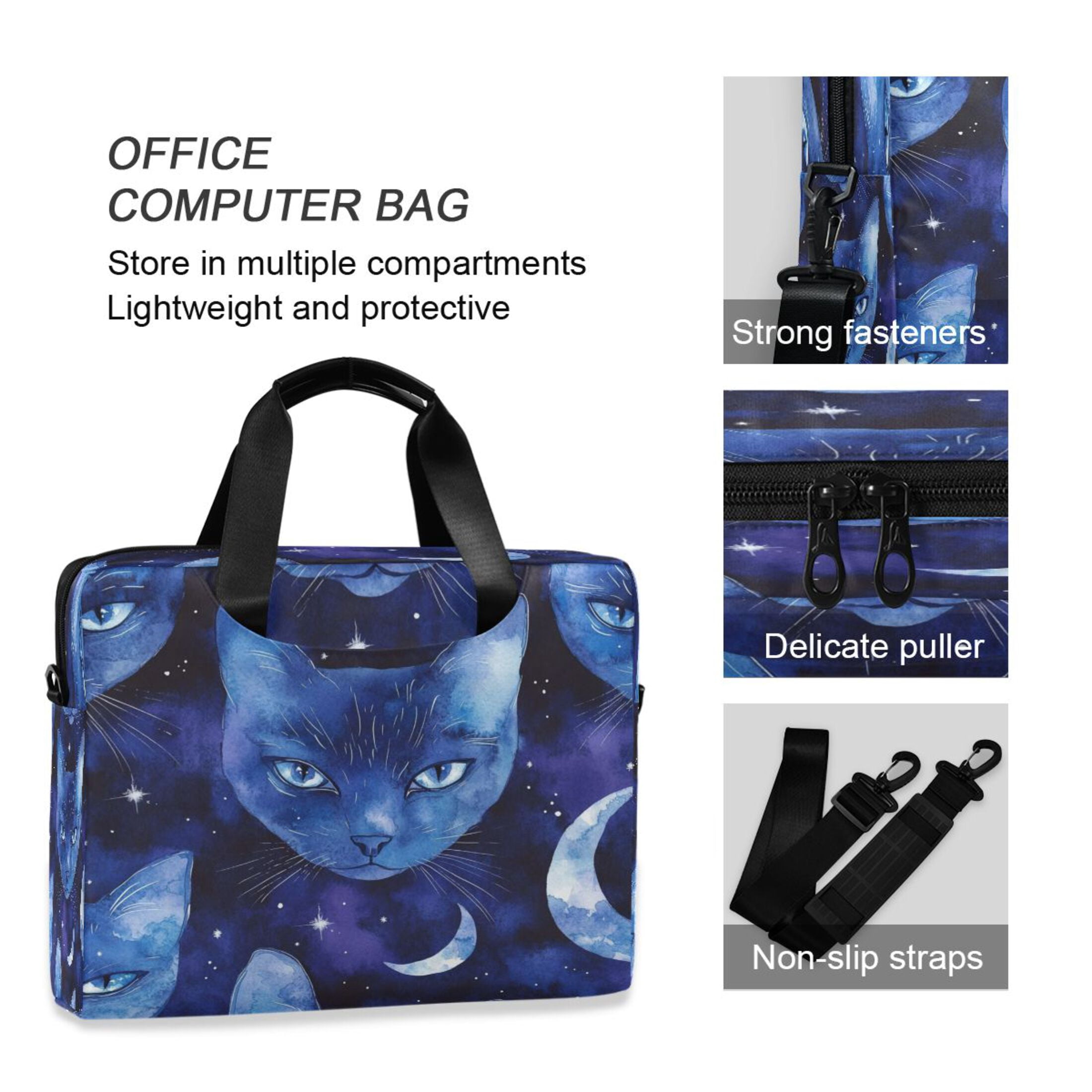 Laptop Bag Laptop Briefcase 15.7 x 3 x 11.8 Inches Laptop Bag Briefcases Laptop Storage Travel Laptop Bag Work Laptop Bag Moonlight Pretty Cat