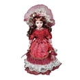 thumbnail image 2 of Muñeca de porcelana de 41 cm, adorable figura coleccionable antigua, para vestir, hecha de Burdeos, 2 of 9