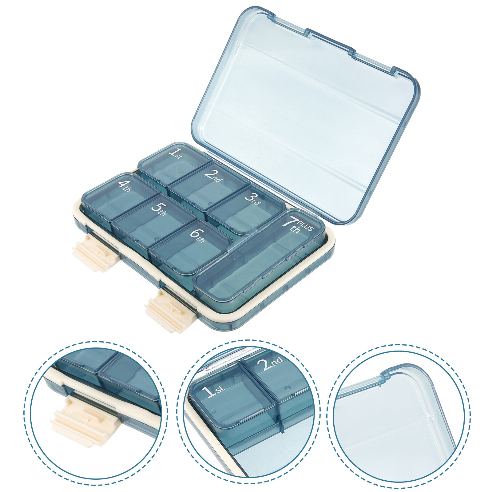 Pompotops Portable Pill Organizer, Portable Mini Dispensing Box Tablets  Dispensing Box Storage Box Portable 