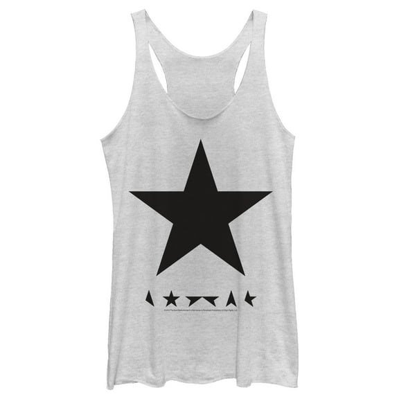 Women's David Bowie Blackstar Racerback Tank Top White Heather Medium