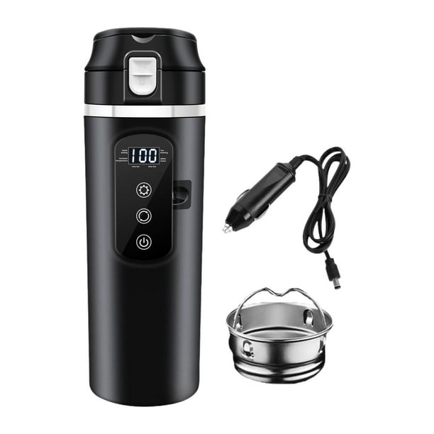 Hervidor de agua para coche de 12 V y 24 V, hervidor eléctrico, taza aislante de acero inoxidable, hervidor de agua para coche, negro