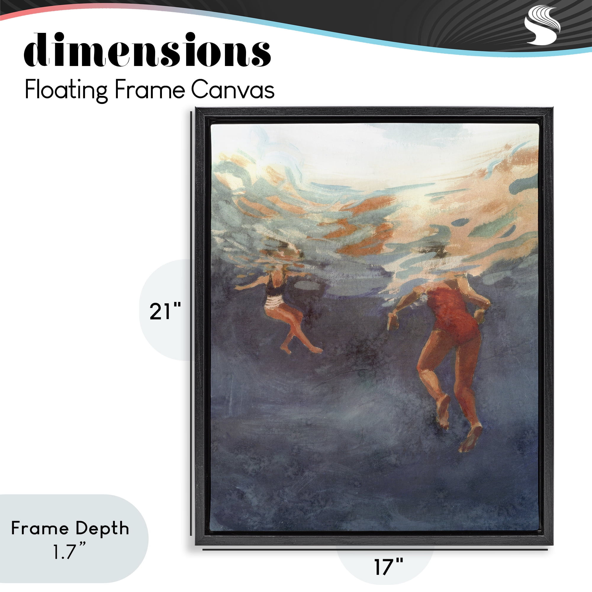 Stupell Industries Summer's Dance Swimmers Black Framed Floater Canvas Wall Art, design by Victoria Barnes