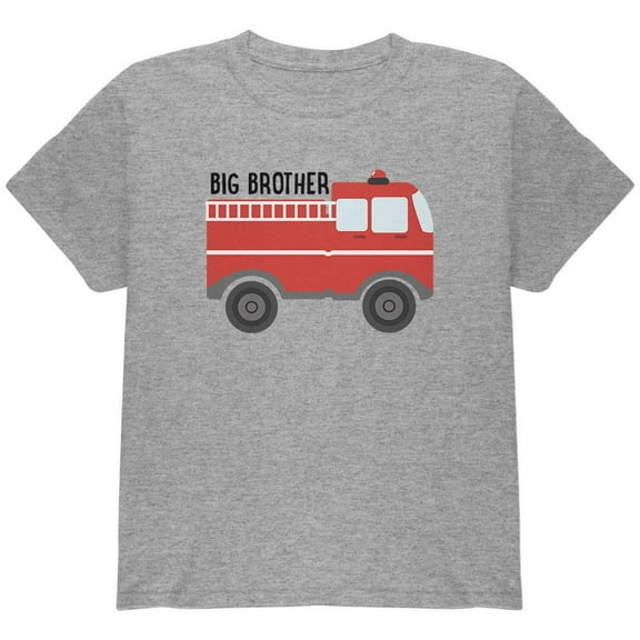 Big Brother Fire Truck Youth T Shirt Heather YMD