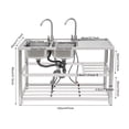 thumbnail image 3 of Commercial Free Standing Utility Sink - 2 Compartment Restaurant Kitchen Sink Set Stainless Steel & Prep Table, 3 of 14