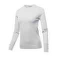 thumbnail image 2 of A2Y Women's Fitted Viscose Crew Neck Long Sleeve Metal Button Detail Sweater Off White S, 2 of 6