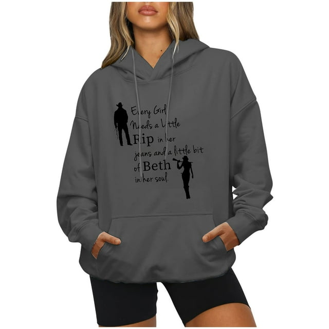 IROINID Rabais Hauts à Manches Longues pour Femmes Col Rond à Capuche Imprimé Chandail Blouse Chandail en Molleton Hauts Chemises Hauts, Gris Foncé