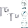thumbnail image 2 of Single Curtain Rod Brackets – No Drill, No Damage – Perfect Curtains Every Time – 1” Silver,2 PCS, 2 of 7