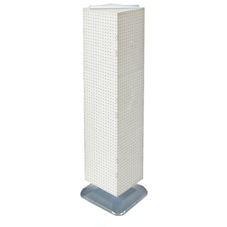 

Azar Displays 701464-WHT White Four-Sided Pegboard Tower Floor Display on Revolving Base. Spinner Rack Stand. Panel Size: 14 W x 60 H