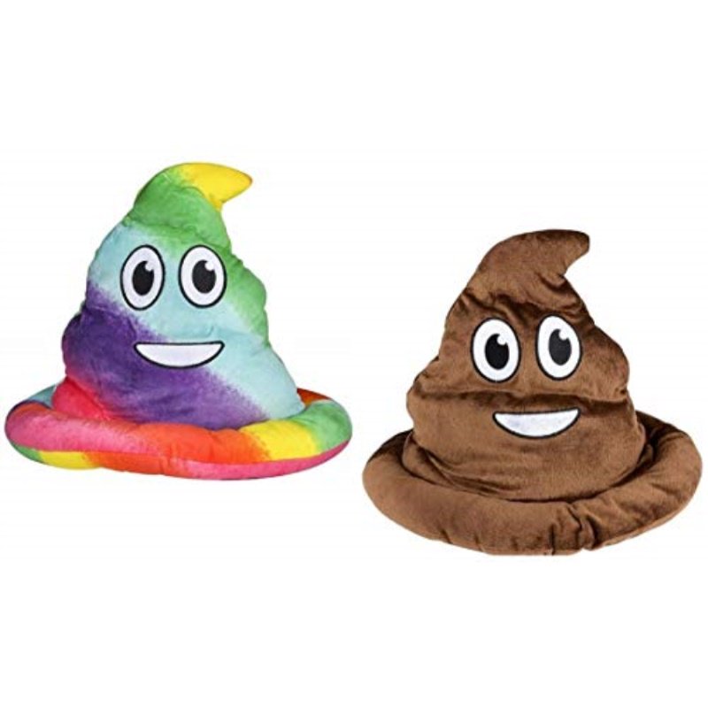 novelty treasures soft fabric rainbow emoji poop hat and brown emoticon