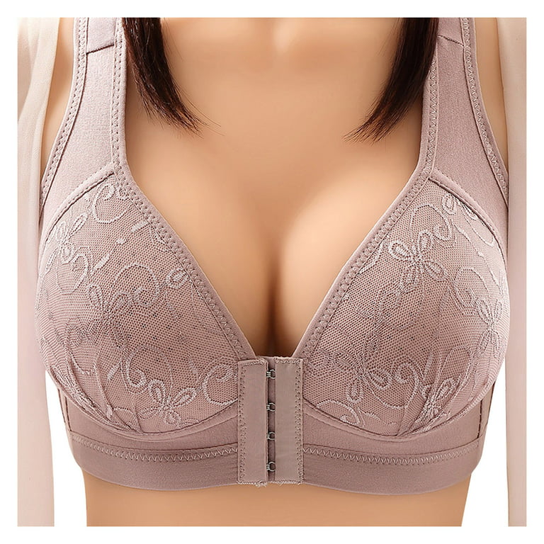 Bras For Women Lace Front Button Shaping Cup Adjustable Shoulder
