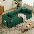thumbnail image 4 of 78.7-inch green convertible teddy bear sofa bed set with 2 pillows, 4-in-1 modular three-seater sofa for small spaces, removable machine-washable fabric, pet-friendly, suitable for large and small li, 4 of 13