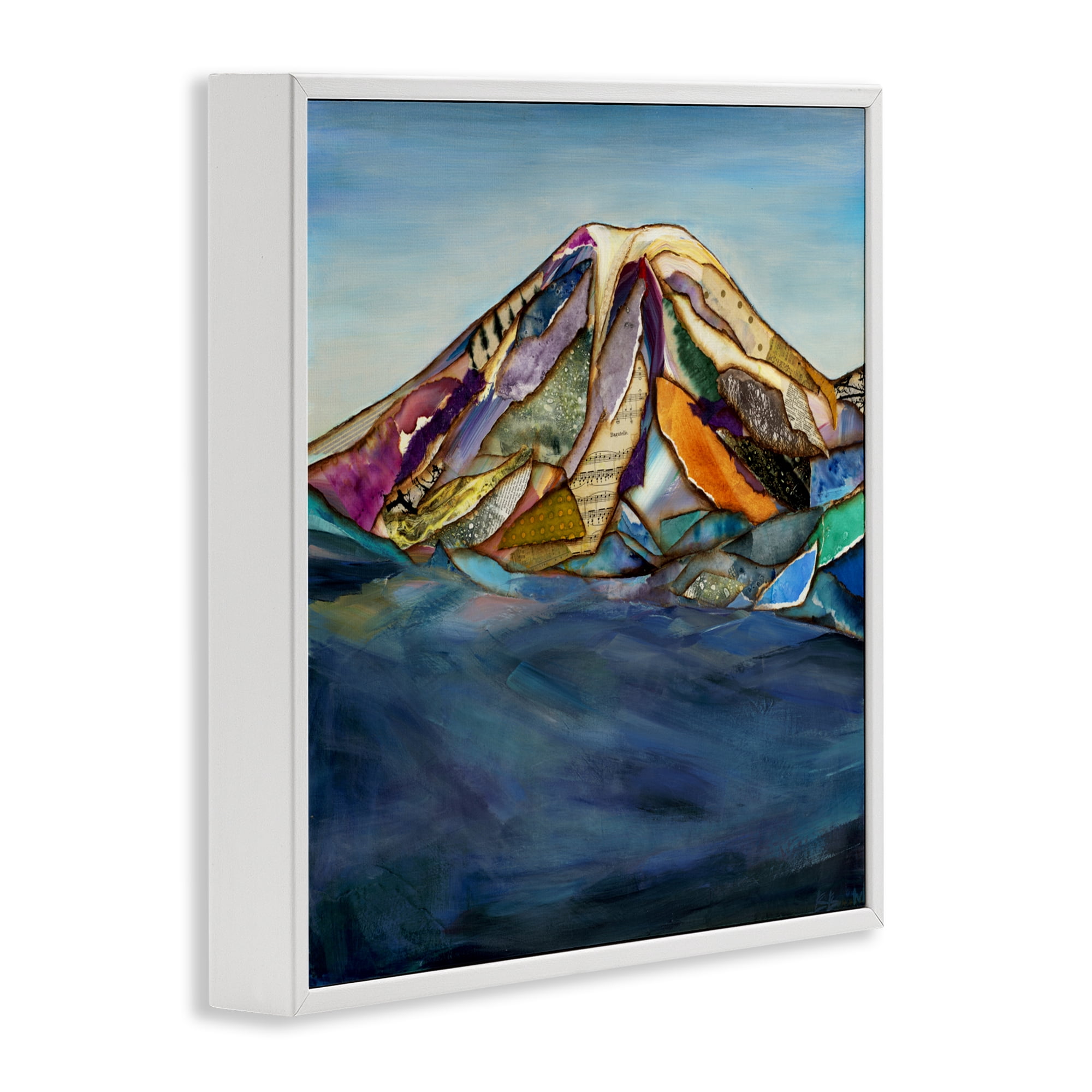 Stupell Industries Collaged Layers Mountain White Framed Giclee Art, design by Van Horne-Borcherding