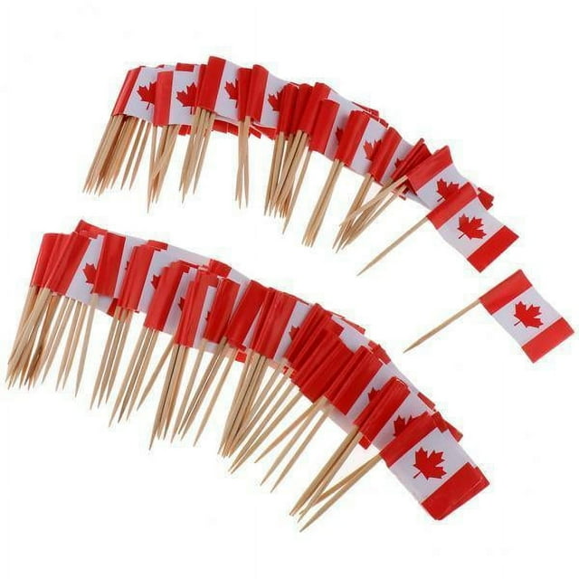 Abbracc 2- 100 Pieces Decorative Flag Toothpicks Party Food Decorations Canada , Canada, 2 Pcs