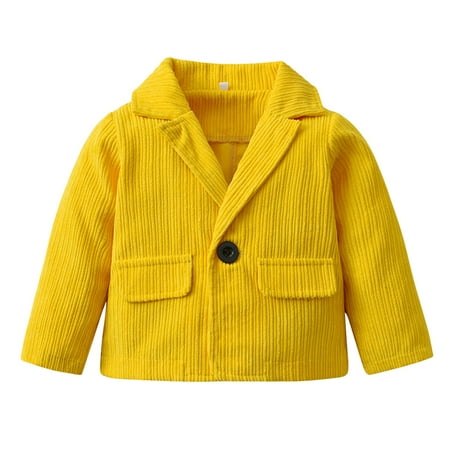 

nsendm Kids Toddler Baby Girls Boys Autumn Winter Solid Cotton Long Sleeve Jacket Coat Clothes Boys Outerwear Outerwear Yellow 4-5 Years