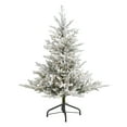 thumbnail image 2 of Nearly Natural 4' Green Fraser Fir Flocked Artificial Christmas Tree Prelit 300 Warm White Lights, 2 of 7