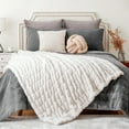 thumbnail image 4 of Battilo Ivory Faux Fur Throw Blanket,Soft Cozy White Reversible Rabbit Fur Blanket,50"x60", 4 of 8
