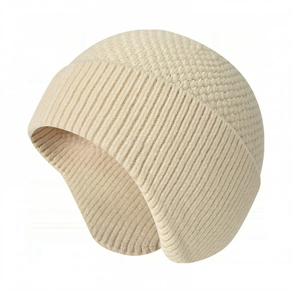 TELOLY Beanie for Men,Outdoor Wind Resistance Caps for Men,Reliable Winter Warmth Black Hat,Beige