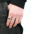 thumbnail image 3 of Anillo Color Plata Para Hombres de Acero Inoxidable Diamante Rectangular Negro, 3 of 5