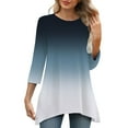 thumbnail image 2 of Weikingp 3/4 Length Sleeve Womens Tops Asymmetrical Blouse For Women Cotton Tunic Tops For Women Casual Loose Round Neck Mid Length Sleeve Ladies Top Asymmetrical, 2 of 4