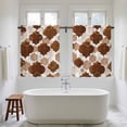 thumbnail image 4 of Brown Geometric Moroccan Kitchen Curtains 54 Inch Length, Abstract Coffee Ombre Modern Tiers Curtains for Bathroom Bedroom Cafe, Light Filtering Small Window Treatment Short Drapes 2 Panels 42"Wx54"L, 4 of 8