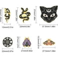 thumbnail image 6 of 6Pcs 6 Style Gothic Pins Snake Enamel Brooches Cat Butterfly Pins Bulk Outdoors Enamel Moon Stars Flat Round Alloy Brooches, 6 of 6