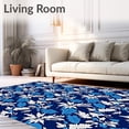 thumbnail image 2 of ODIKA 5'x7' Machine Washable Non-Slip Area Rug, Winter Wonderland Showcasing Frosted Holly Leaves and Delicate Icicle Motifs High Traffic Rug, Navy, 734750, 2 of 7