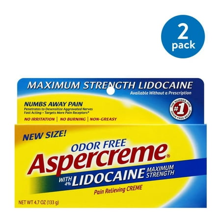 (2 Pack) Aspercreme Odor Free Pain Relieving Creme, 4.7